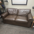 Brown Leather Reception Sofa Couch Loveseat